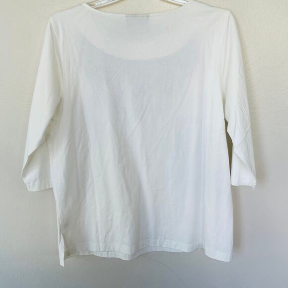 Bob Mackie Size L Cream embroidered top size L - Picture 7 of 10